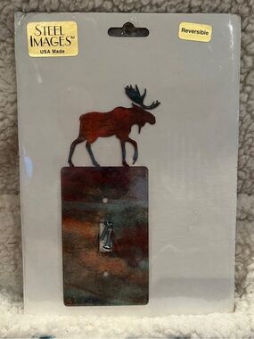 Moose Single Light Switch Cover Plate by Steel Images Made USA, NWT